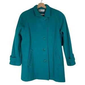 Vintage Wool Pea Coat Union Made in USA Teal Green